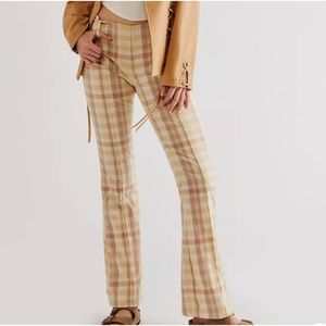 Free People The Way you move checkered plaid  flare bell bottom pants size 8